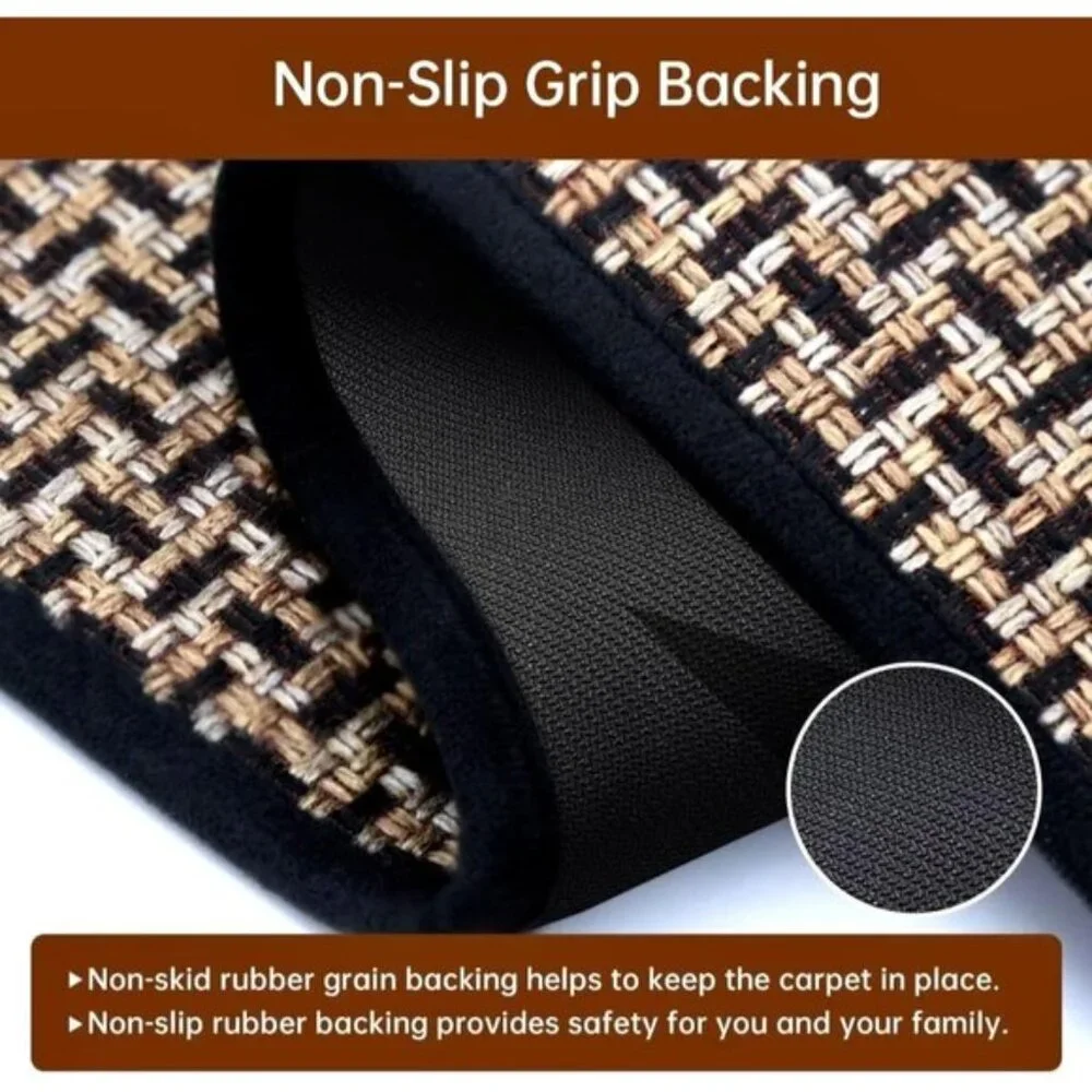 New 2PC Washable Kitchen Rug Set, Non-Skid Absorbent Runner Mats in Black